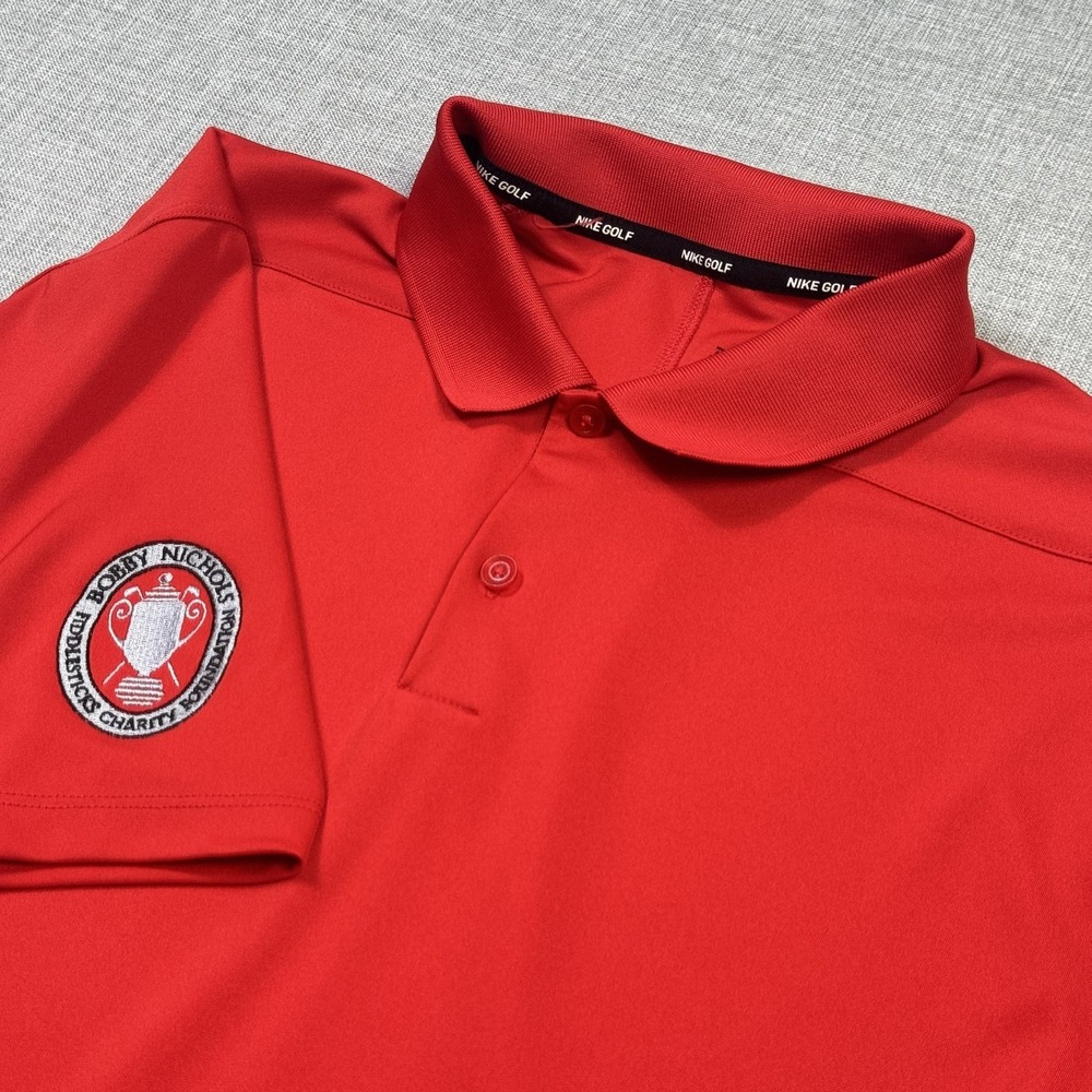 Nike Polo Shirt Mens‎ L Red Short Sleeve Golf Dri-FIT Moisture Wicking Quick Dry